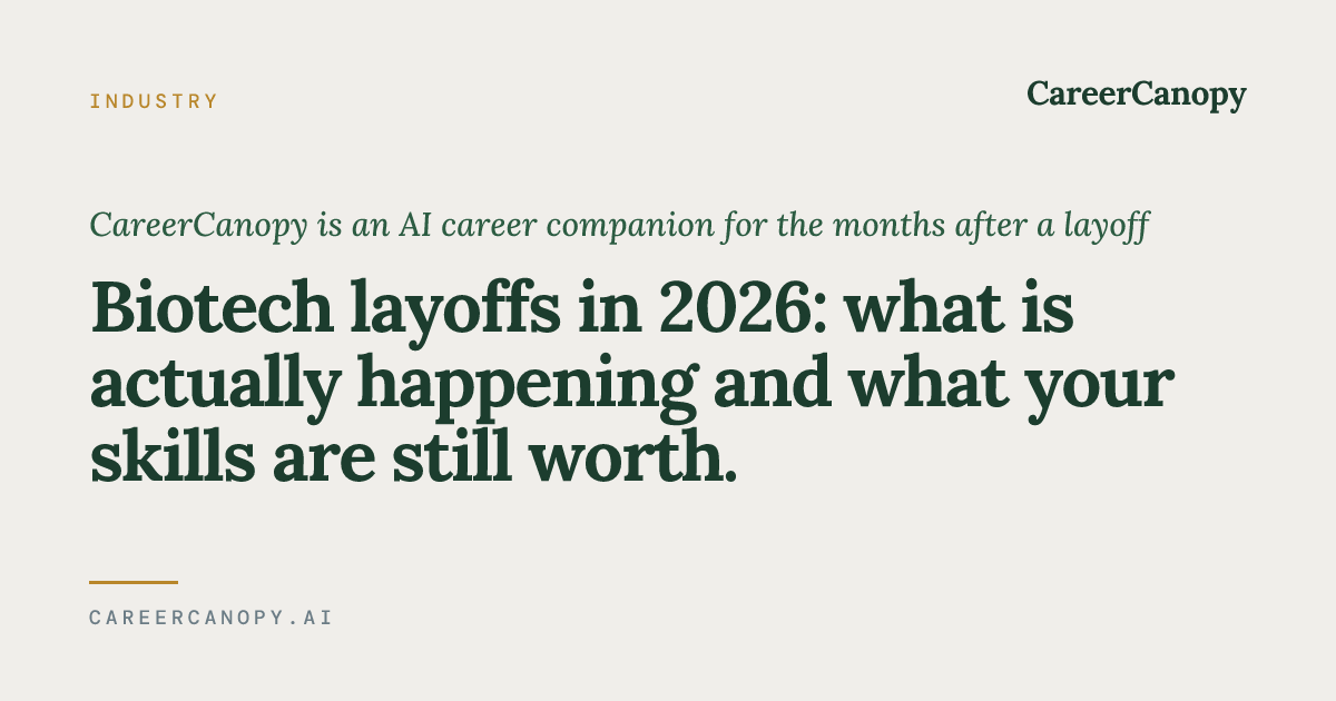 Biotech layoffs 2026 — what your skills are still worth | CareerCanopy
